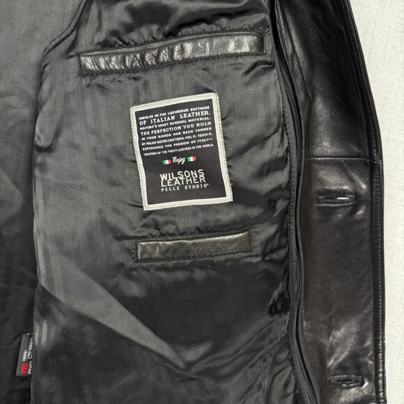 Wilsons Leather Mens Jacket Thinsulate Black Button-Down Lined Size XL - Picture 15 of 16